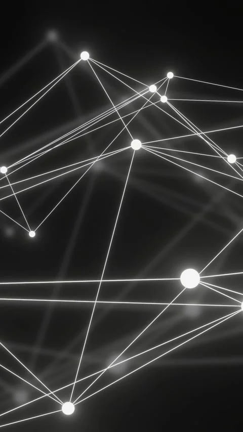 Vertical video: Bright node flashing causing network drifting forming triangle Stock Footage 348567989