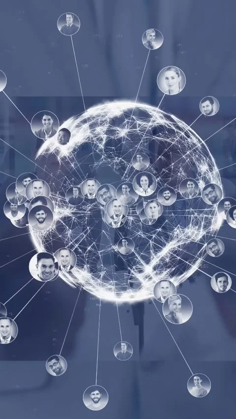 Vertical video: Bright node growing into glowing globe showing network nodes, 스톡 동영상 332598545
