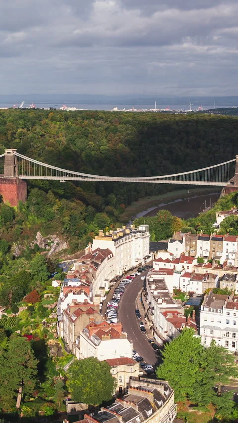 Vertical Video of Bristol, Vertical Aerial View Shot, sunset, sunrise, day Stock Footage 270787696