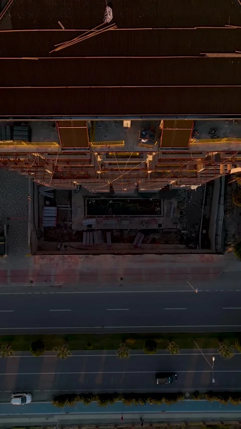 Vertical Video: Building Facade Captured Vertically During Construction with Video stock 342680560