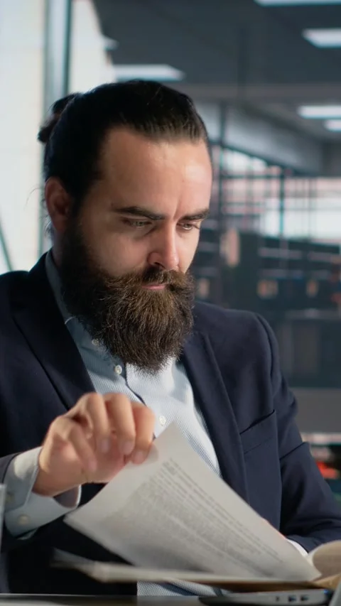 Vertical Video Business CEO experiences anxiety due to company data infographics Stock Footage 327622922