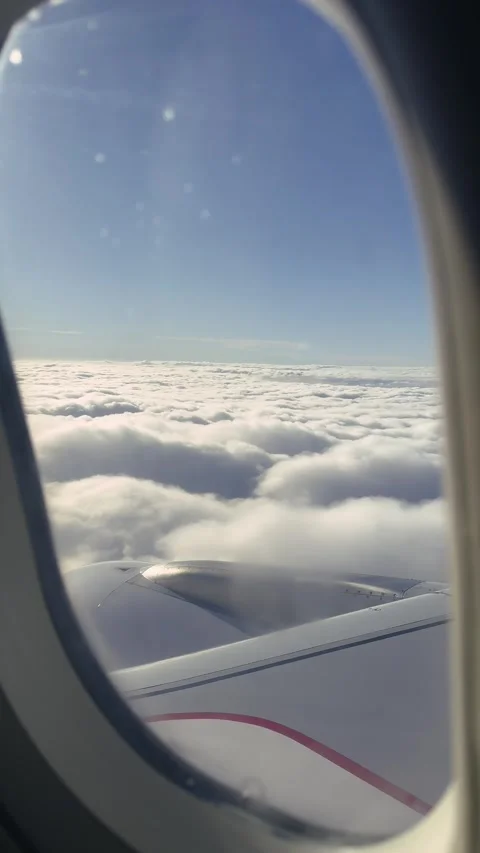 Vertical video from the cabin of a passenger plane, view from the window onto Stock Footage 325075536