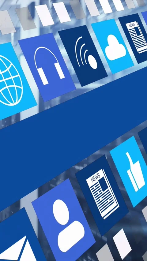 Vertical video: Cam pan causing tile rows sliding diagonal showing phone bell Stock Footage 332823613