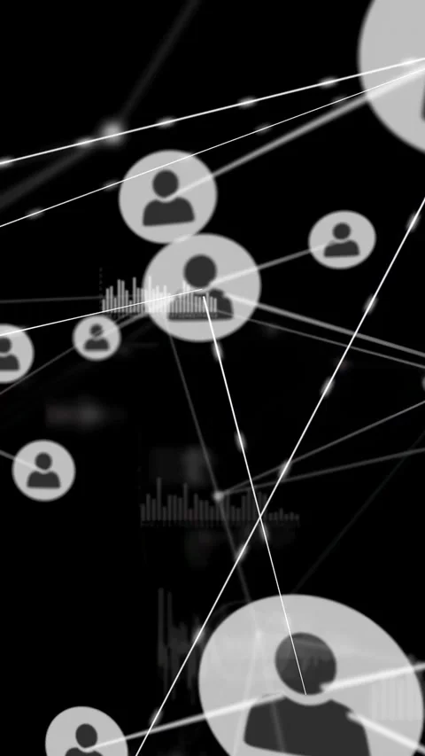 Vertical video: Cam panning showing right node scaling as pulses moving along Stock Footage 333480572