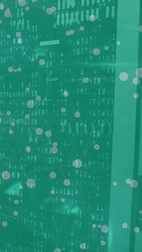 Vertical video: Cam shifting right revealing teal panel, digits drifting, handle Vidéo 332595000