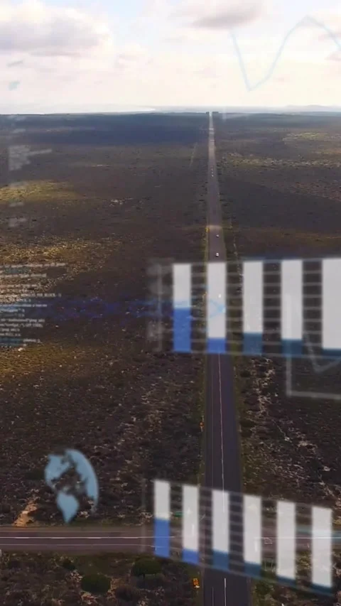 Vertical video: Cam tilting down causing HUD overlays sliding, rotating over Stock Footage 329912789