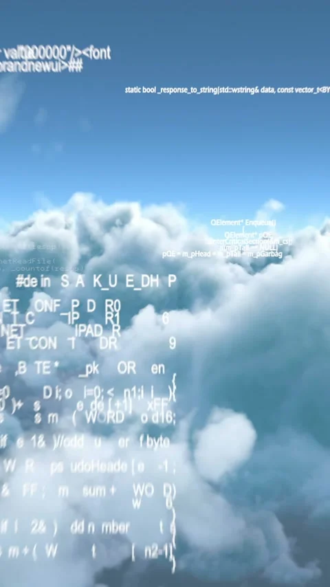 Vertical video: Camera advancing, code clusters drifting forward to show code Stock Footage 348491176