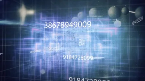 Vertical video: Camera moving forward causing 3D cube cluster pulsing, cycling Stock Footage 331176095