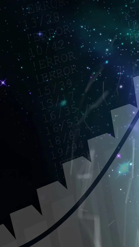Vertical video: Camera panning bar chart arc growing code scrolling smoke rising Stock-Footage 332806528