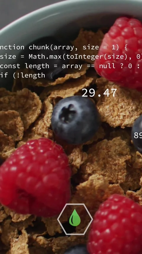 Vertical video: Camera panning bowl, code scrolling, hex icons scores shifting Stock Footage 330655635