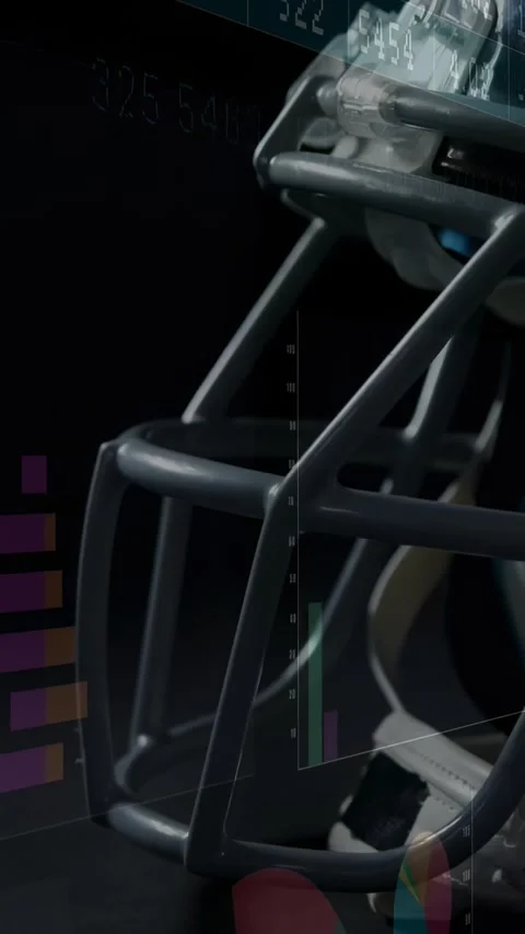 Vertical video: Camera panning charts sliding helmet guard rotating and Stock Footage 331047239