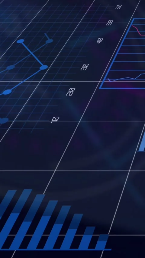 Vertical video: Camera panning, dashboard elements growing and connecting to Stock Footage 328350296