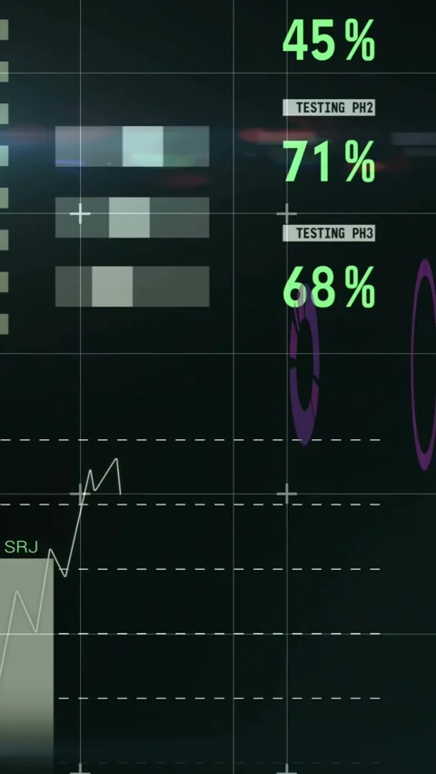 Vertical video: Camera panning dashboard revealing meters, charts and showing Stock Footage 330395602