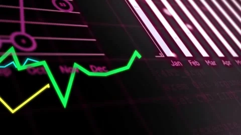 Vertical video: Camera panning, data dashboard drawing neon lines and rotating Stock Footage 332804401