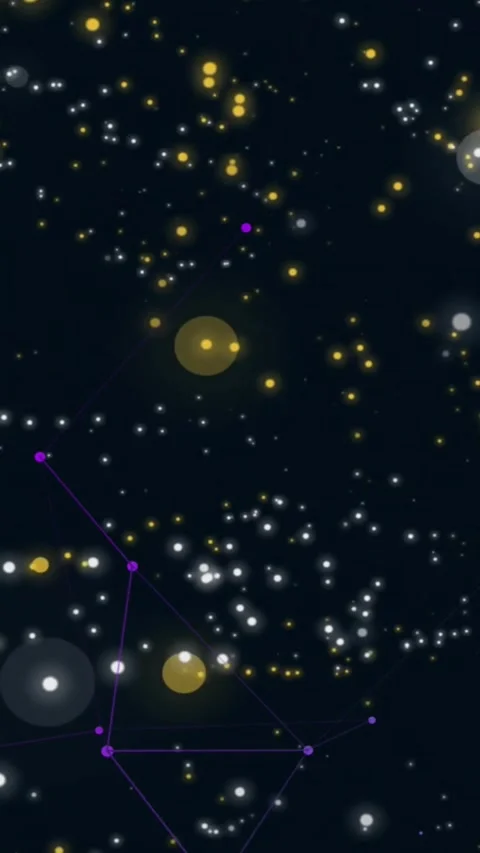 Vertical video: Camera panning purple node network shifting orbs forming planes Stock-Footage 328221556