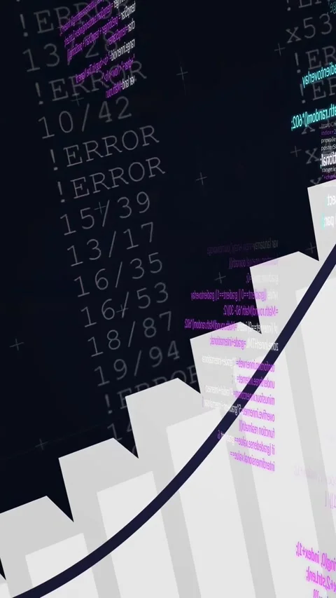 Vertical video: Camera panning showing white bars while code drifting ribbon Stock Footage 332748038