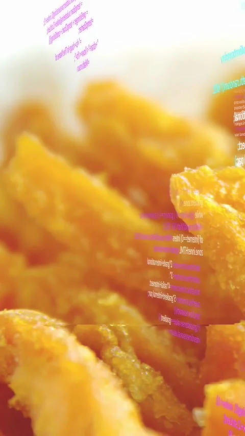 Vertical video: Camera pullback revealing golden flakes, code columns sliding Stock Footage 332735310