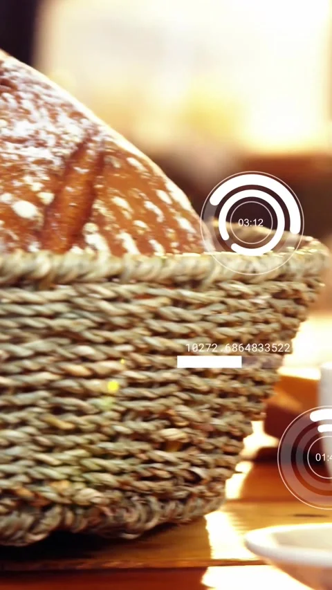 Vertical video: Camera pulling back revealing basket, HUD overlaying cup, hand Stock Footage 331822354