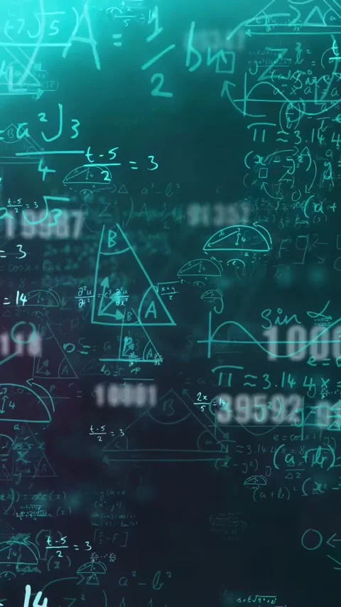 Vertical video: Camera pulling back, diagrams glowing and drifting, numbers Stock Footage 333174869