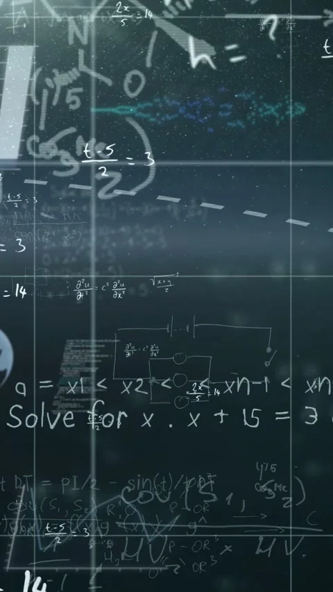 Vertical video: Camera pulling back, equations shifting up, globe rising, light Vídeos de archivo 335513175