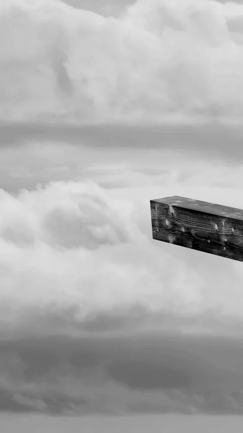 Vertical video: Camera push start moving worn wood cross out while clouds Stock Footage 348495286