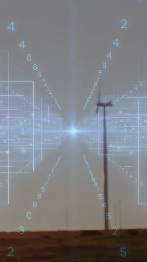 Vertical video: Camera shifting AR overlay appearing framing pole pulsing cyan Stock Footage 334598900