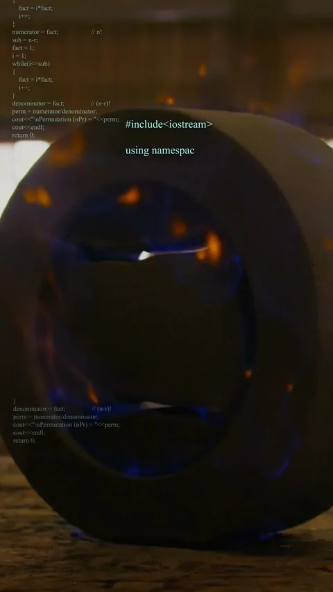 Vertical video: Camera shifting, C++ overlay casting ring glow, blurred man Stock Footage 328350076
