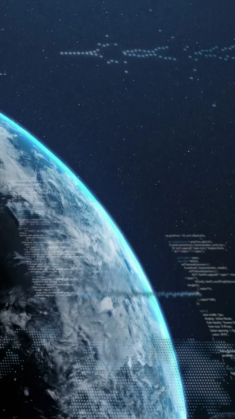 Vertical video: Camera shifting, causing HUD lines and dot maps as Earth Stock Footage 333079624
