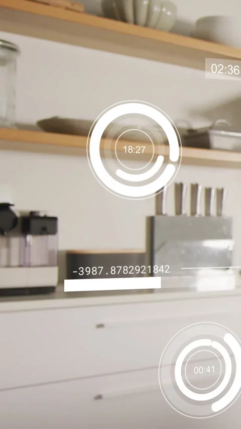 Vertical video: Camera starting sweep as UI timers and bars updating to show Stock Footage 334540580