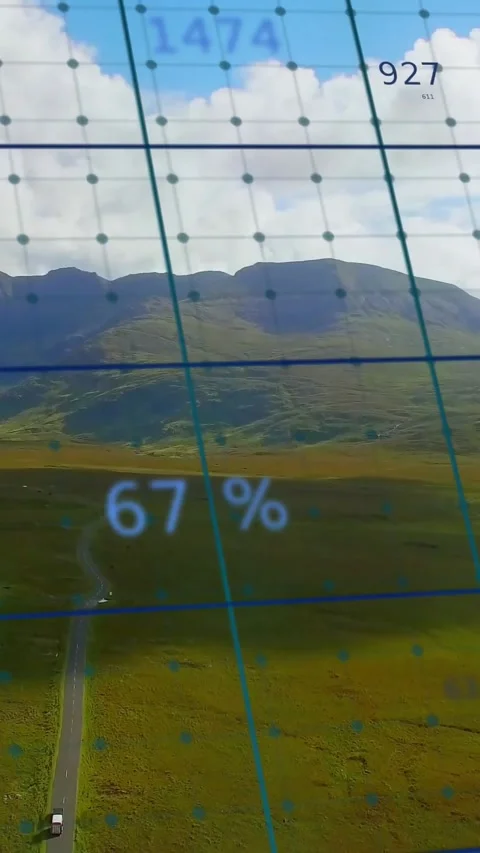 Vertical video: Camera tilting causing grid overlay updating and numbers Stock Footage 329703389