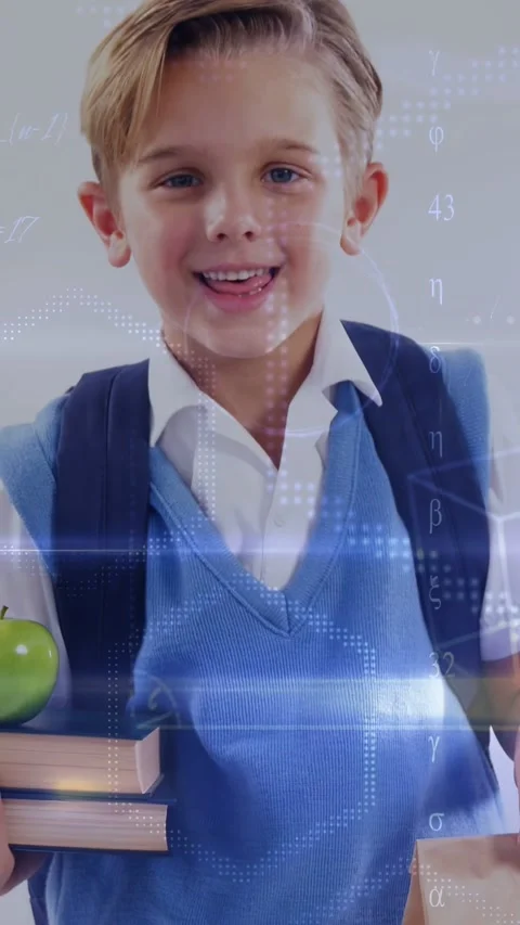 Vertical video: Camera zooming to student with books, reciting for class, school Stock Footage 334529991