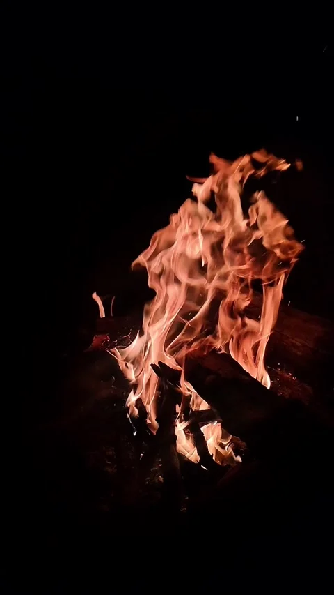 Vertical video of a campfire or fireplace at night. 4K Video stock 287688698