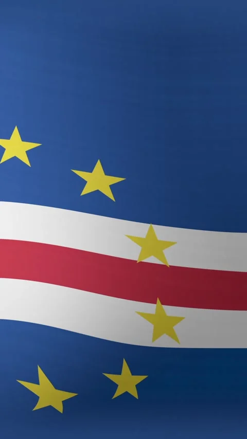 Vertical video: Cape Verde flag rippling under moderate breeze, stars shifting Stock Footage 348567720