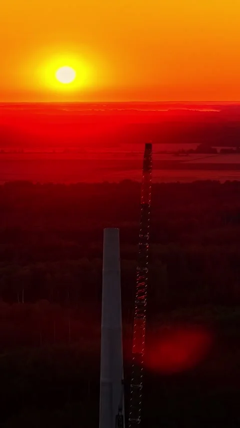 Vertical Video - Cell Tower in Forest at Sunset, Close Up Stock Footage 337423801