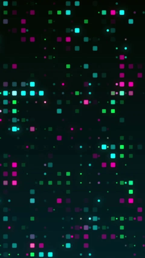 Vertical video: Center gap driving teal pink green pixels moving pulsing Stock Footage 348496214