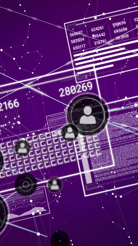 Vertical video: Center node driving tech network, avatars appearing, linking Stock Footage 332806532