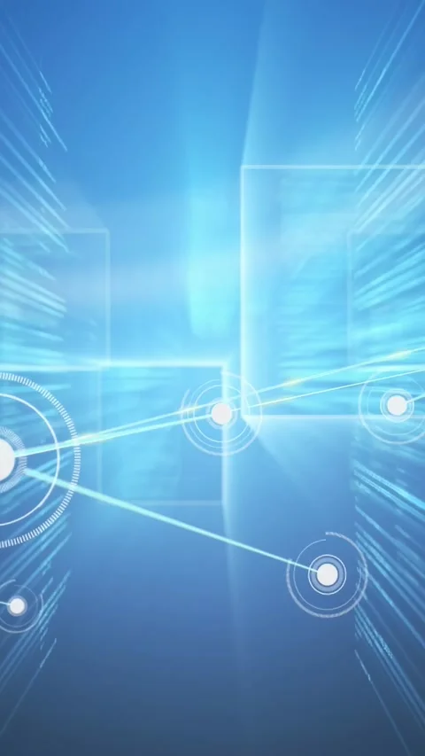 Vertical video: Central hub pulsing, spawning hubs and stretching lines to show Stock Footage 329912730