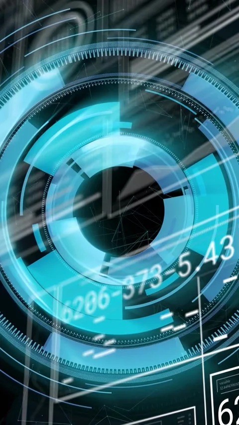 Vertical video: Central HUD ring booting from pulse expanding and rotating while Stock Footage 333020492