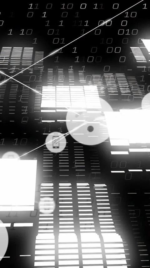 Vertical video: Central node pulsing ringing making links, building IT network 스톡 동영상 330965919