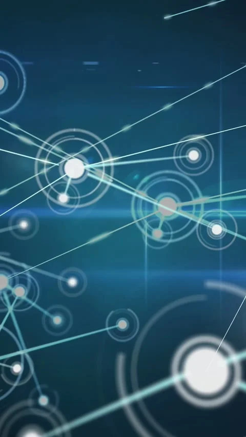Vertical video: Central node pulsing and emitting beams spawning nodes and Stock Footage 340133250
