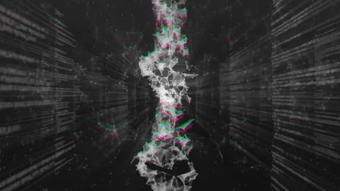 Vertical video: Central node strand pulsing after flash, extending into data Stock Footage 332666904