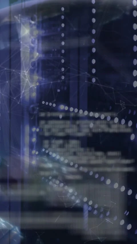 Vertical video: Central subject showing server data, nebula bursts rising Stock Footage 333006215