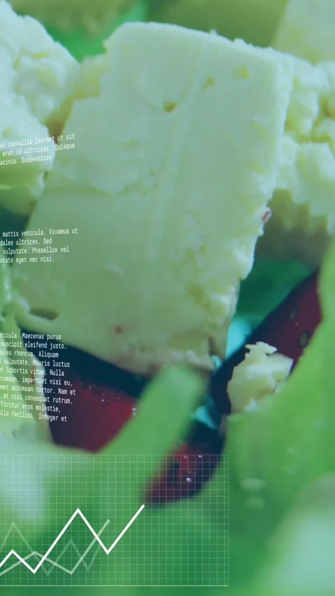 Vertical video: Cheese cube with lettuce still as camera panning revealing Stock Footage 332335961