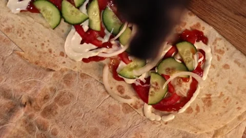 Vertical Video - Chef Preparing Shawarma Stock Footage 247136314