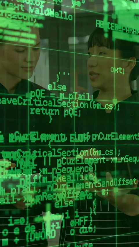 Vertical video: Chefs tilting tablet, causing code overlay sliding over faces 스톡 동영상 330542944