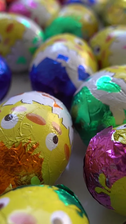 Vertical Video of Chocolate Easter Eggs Stock Footage 260607350