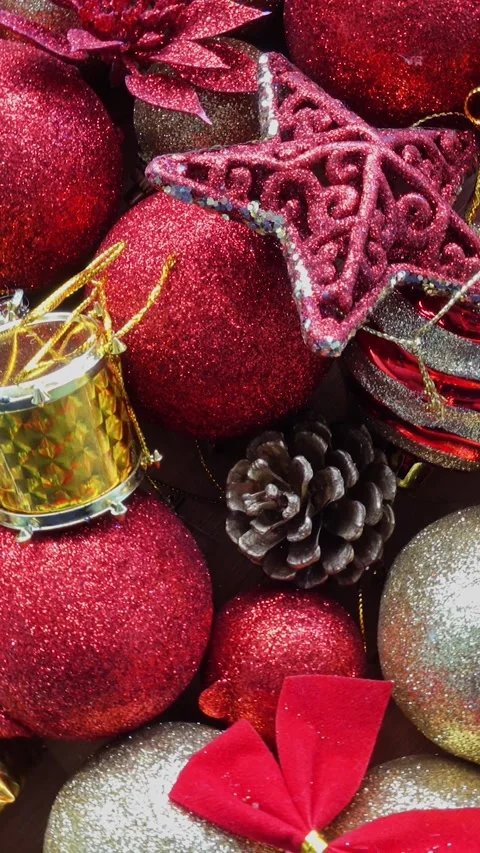 Vertical Video of Christmas Decorative Elements Rotates Video stock 253214995