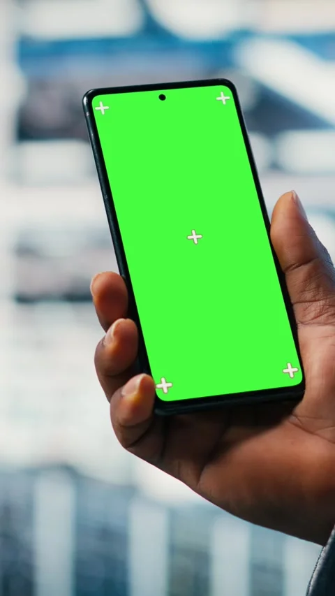 Vertical video Chroma key smartphone used by server room employee to monitor Stock Footage 330202434