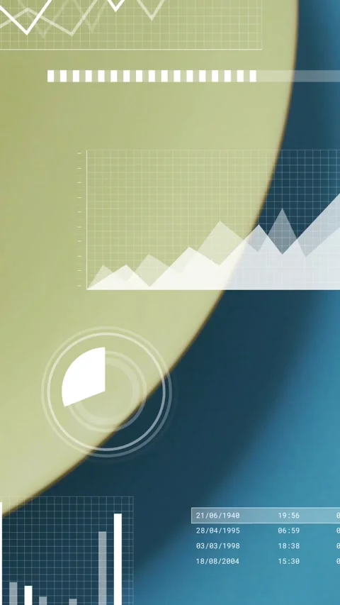 Vertical video: Circular timer starting HUD, pale disk hosting timers charts Stock Footage 328398439