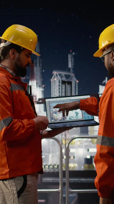 Vertical video Circumventing petrol extraction blockade, map and offshore Stock Footage 339887949